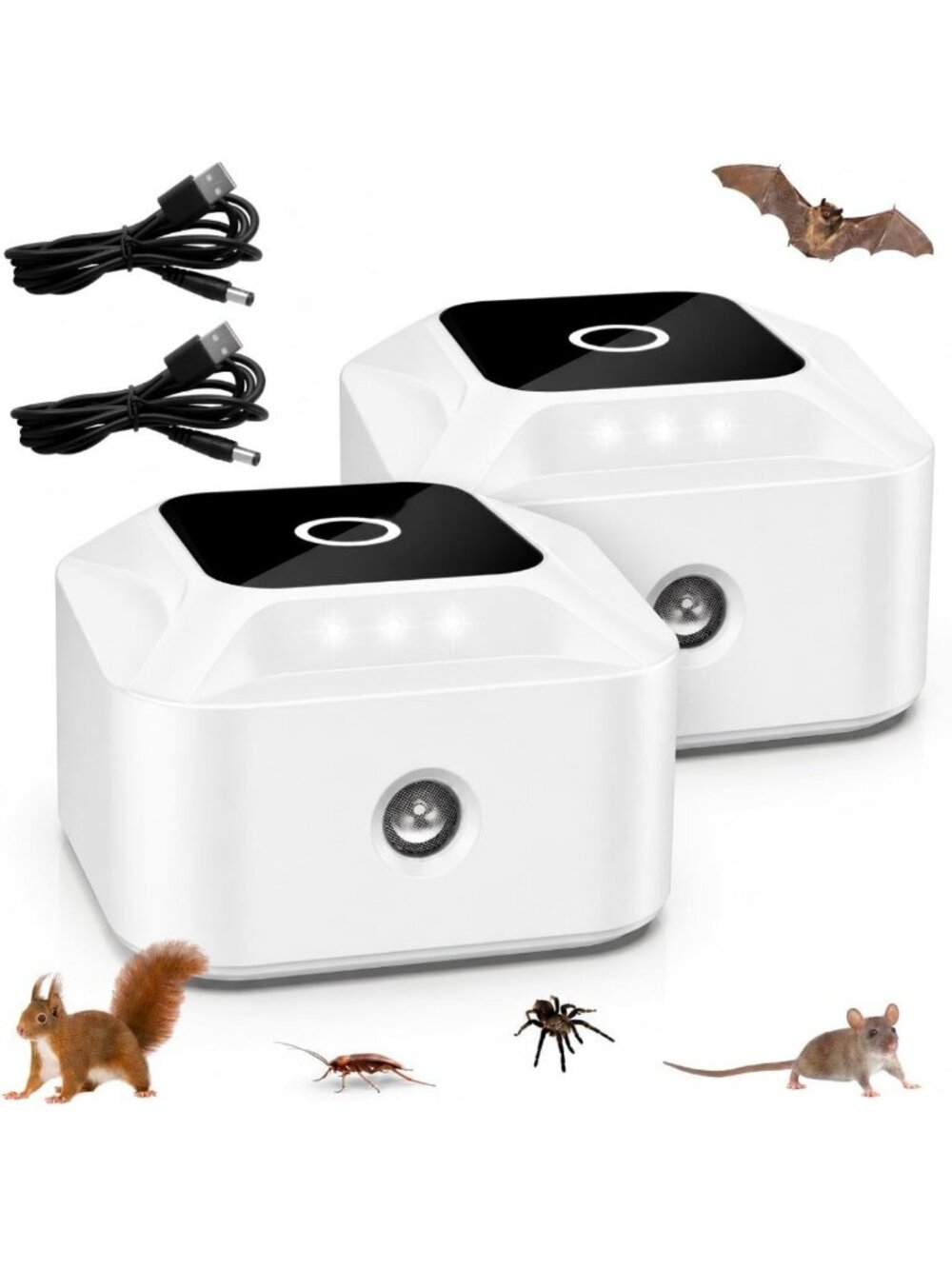 2-Pack Ultrasonic Mouse Deterrent - Indoor Rodent Repellent for Home Use